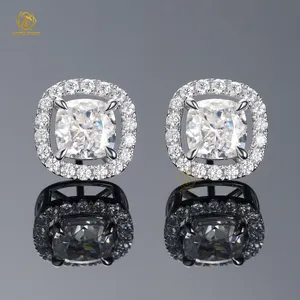 Jewelry Dropshipping Supplier 2023 Fashion Gold Plated 925 Sterling Silver 18K VVS Moissanite Diamond Halo Diamond Earrings Men