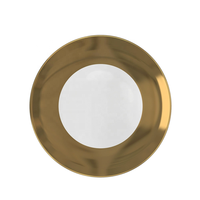 Service de table de luxe personnalisé en porcelaine fine blanche avec larges bordures dorées, tasses à thé et mugs à café en céramique pour mariages
