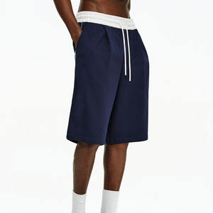 Manufacturer's Custom Embroidery Logo 100% Cotton Double <b>Layer</b> Gym Breathable Running Men's Bermuda Knitted Shorts - Product Image 2