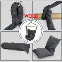 WOQI Chaise en Macramé Balançoire Pliable Hamac Suspendu Corde Matériel Kit Poids Max 330 Lbs Coton Toile Sac de Transport pour Camping