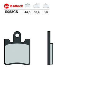 ผ้าเบรกคาร์บอนเซรามิก R-Attack S053CS สำหรับล้อหน้า ขนาด 44.5x53.4x8.6 มม. ได้รับการรับรองมาตรฐาน R90 สำหรับรถจักรยานยนต์ - Product Image 1