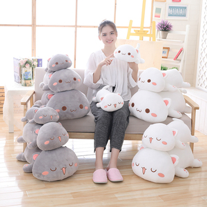 Vente en gros jouet en peluche chat animal en peluche bébé cadeau personnalisé blanc personnalisé tissu doux chat en peluche animal en peluche mignon - Product Image 2