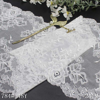 Soldes Exceptionnelles : Dentelle Élastique Florale Blanche de 24 cm, Couleurs Personnalisables, en Maille Extensible, Douce, pour Lingerie (Encaje)
