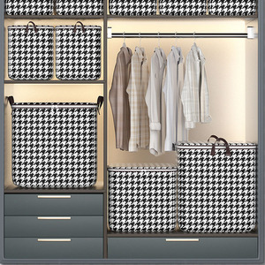 Sacs de <span class=keywords><strong>rangement</strong></span> pliables non tissés à motif pied-de-poule grande capacité avec fermeture éclair, <span class=keywords><strong>housse</strong></span> anti-poussière pour couette, oreiller et vêtements pour l'organisation de la maison - Product Image 3