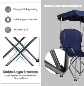 Chaise de <span class=keywords><strong>camping</strong></span> Woqi, chaise pliante d'extérieur pour pelouse avec auvent, sac de transport, porte-gobelet, chaise de <span class=keywords><strong>camping</strong></span> portable robuste pour l'extérieur, moderne - Product Image 2