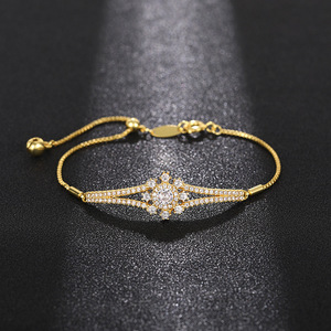Bracciale Diamantato Dorato da Donna, Gioiello Classico da Matrimonio, Placcato Oro con Diamanti Naturali Taglio Brillante Rotondo, Colore G - Product Image 1