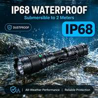 Linterna Táctica de Largo Alcance Directo de Fábrica, IP68 Impermeable, de Aluminio, LED, USB, para Camping, Compatible con Logotipo Personalizado OEM, Pedidos al por Mayor