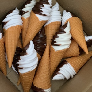 22cm Double Soft Serve Lce Cream Model Simulation Waffle Cone Chocolate Vanilla Faux Food Bracket Cart Display <b>Party</b> Supplies - Product Image 2