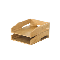 Porte-documents double en bambou pour bureau et salon, grand organiseur de bureau pour documents A4, courrier et papier