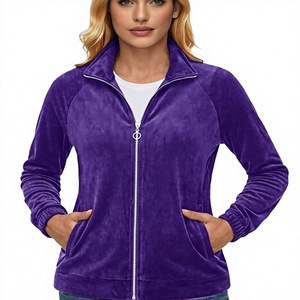 Women's Fleece Jacket Full Zip Velour Knitted Stand Collar Warm Winter <b>Coat</b> Polar Soft Velvet Lightweight Sweatshirt Outerwear - Product Image 4