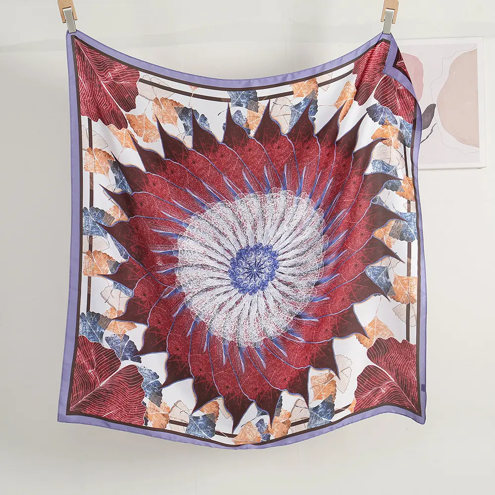 Bufanda cuadrada de verano para mujer, venta al por mayor, bufandas de cabeza de diseñador de flores de lujo, bufandas de seda para mujer de 1 cm, 2 cm, 2 unidades