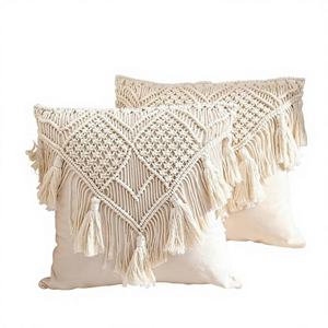 Housse de coussin moderne en crochet 100% coton lavable, faite à la main, décoration pour hôtel et maison - Product Image 1