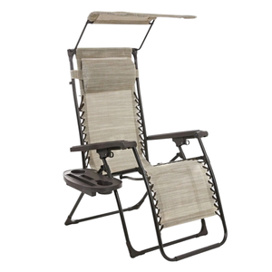 CHAISE LONGUE PLIANTE ZÉRO GRAVITÉ, TEXTILE NOIR ET BEIGE - Product Image 1