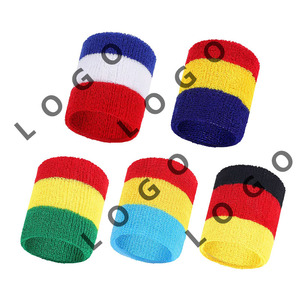 Factory High Quality Thin Polyester Cotton Football Tennis Gym Custom Sports Sweatband Wristband for Women Men