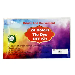 Kits de tintura de amarração diy em 24 cores, suprimentos de tecido não tóxico para crianças, adultos, kit de festa de tintura de amarração