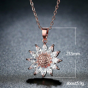 Collar con colgante de girasol para mujer, accesorios de cadena larga para uso diario a la moda - Product Image 5