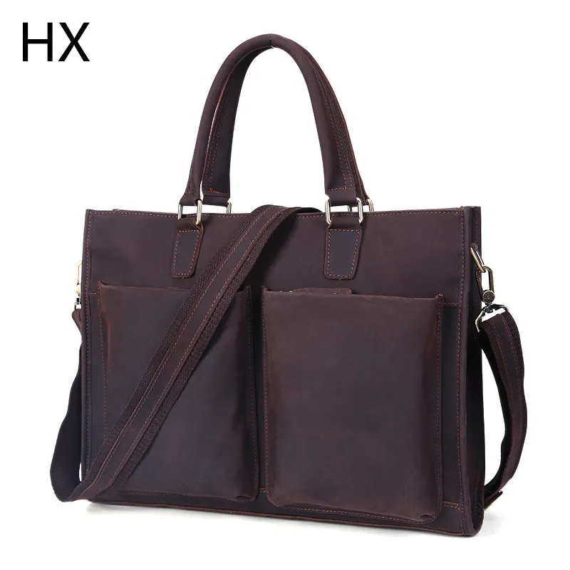 New Arrival Waterproof Business Lawyer Handbags Crossbody Shoulder Travel Laptop Bag PU Genuine Leather Briefcase Bags For Men