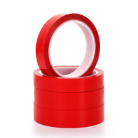 Ruban adhésif PET double face transparent avec doublure MOPP rouge, adhésif acrylique haute température pour le collage électronique