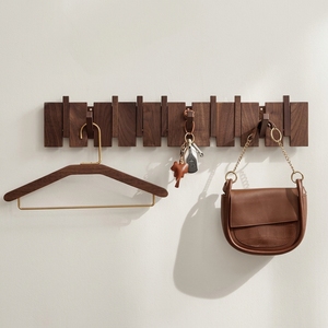 Porte-clés <span class=keywords><strong>mural</strong></span> rabattable à 8 crochets pour entrée, salon, chambre – Design à suspendre sur la porte ou comme porte-manteau style piano - Product Image 1