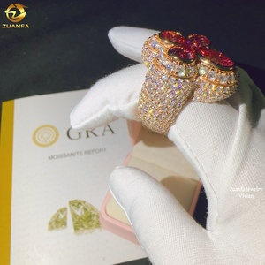 Anello di Lusso per <span class=keywords><strong>Uomo</strong></span> in Argento Sterling <span class=keywords><strong>925</strong></span> con Diamanti Moissanite VVS, Gioielleria di Alta Moda Hip Hop Personalizzata - Product Image 5