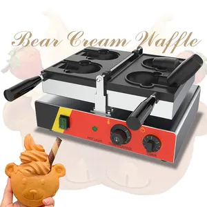 Commercial Mini Waffle Maker Electric Taiyaki Bear Waffle Makers Snack Machines With 2pcs Each Mold