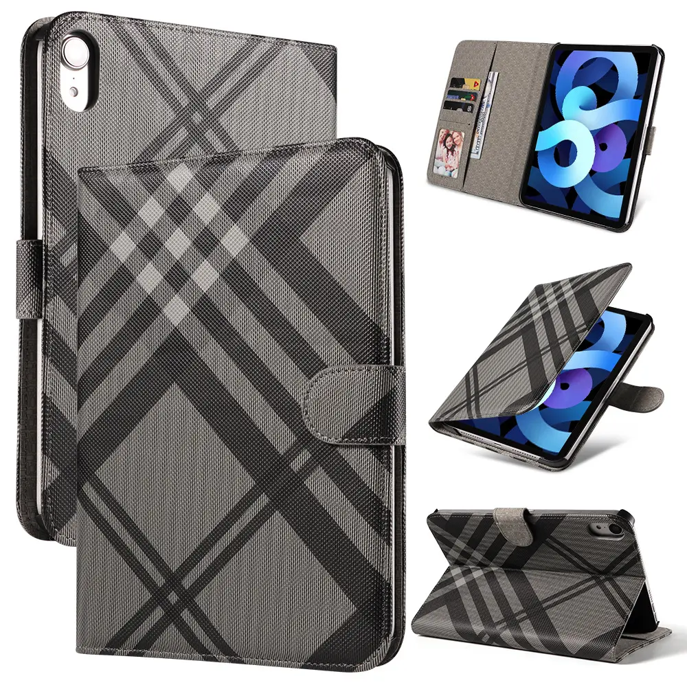 2022 New Plaid Pattern Leather Tablet Case for iPad 2022 11 Inch Simple Business Style cover for iPad mini Air5