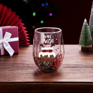 Ly Giáng Sinh hoạt hình hai lớp, ly thủy tinh Giáng Sinh hai lớp dễ thương, quà tặng kèm nắp, dùng trong nhà - Product Image 6