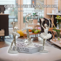 Figurines de danseuses ballerines en résine dorée et argentée, faites à la main et peintes à la main, pour la décoration de la maison du Nouvel An – Vente en gros
