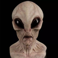 Masque d'Alien Effrayant en Latex Noir Réaliste Plein Visage, Vente en Gros, pour Fête Costumée d'Halloween