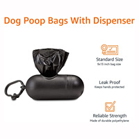 Sacs de merde de chien noir Standard avec distributeur et pince à laisse 15 sacs à chien par rouleau sac à ordures de recharge propre à la maison en plein air