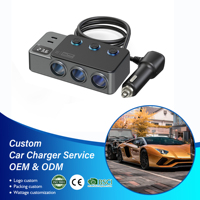 Divisor de Encendedor de Cigarrillos GC06 de 3 Tomas con Cargador de Coche USB Tipo C PD35W de 5 Puertos, Carga Rápida 12-24V QC3.0, 1 Año de Garantía