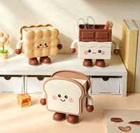 Organisateur de bureau mignon en forme de toast, tendance, avec plusieurs compartiments pour stylos et cosmétiques