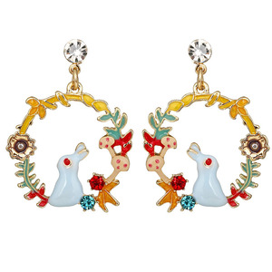 HDO2-D ขายส่งต่างหูพลอยเทียมรูปสัตว์เล็กๆน่ารักต่างหูมีเสน่ห์รูปการ์ตูนโลหะเครื่องประดับแฟชั่นสำหรับผู้หญิง - Product Image 1