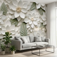 Papiers peints muraux imperméables en relief 3D, motif floral de magnolia blanc, papiers peints de luxe pour la décoration murale des hôtels et des maisons