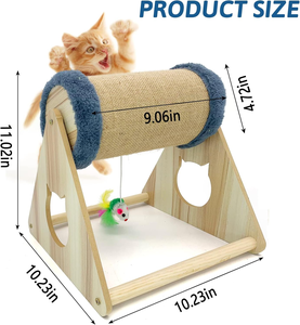 Balle à gratter pour <span class=keywords><strong>chat</strong></span> en sisal avec support en bois massif, jouet rotatif anti-dépression pour <span class=keywords><strong>chat</strong></span> d'intérieur et chaton - Product Image 5