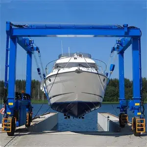 Marine Lift Travel Lift Crane Gantry For Sale Marine Travellift Boat Lifting Equipment Rubber Tyred 120 Ton Mobile Boat Lifts