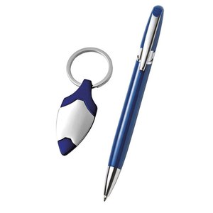 Set di penna a sfera blu e portachiavi in confezione regalo personalizzata - Product Image 2