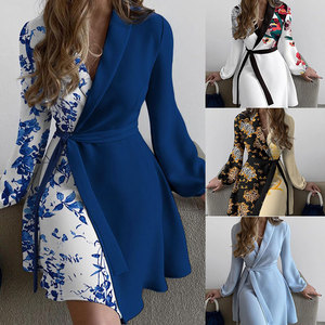 Abiti all'ingrosso 2026 Nuovo <span class=keywords><strong>Stile</strong></span> Mini Abito con Nodo Frontale e Polsini Elastici, Vestiti Casual Eleganti Stampati da Donna - Product Image 2