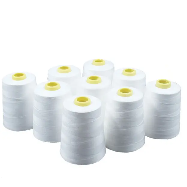 Polyester may chủ đề 100% Spun Polyester may nguyên Trắng chủ đề cho quần áo