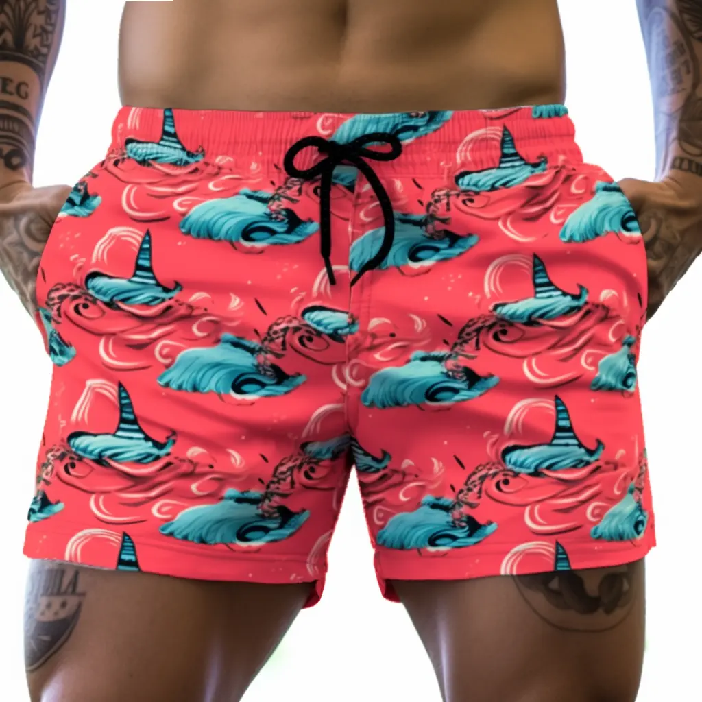 Personalizado masculino natação calças curtas Swim Brief para homens praia surf shorts grande código impressão homem calções de banho forro areia desgaste