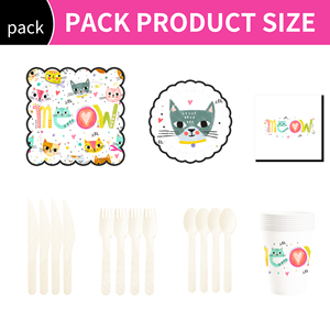 DAMAI - Juego de Decoración para Fiestas de Gatos, Vajilla Desechable de Papel con Dibujos Animados de Gatos, Mantel, Decoración para Fiestas - Product Image 6