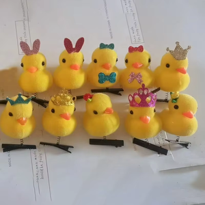 Pinzas para el pelo de terciopelo DIY con diseño de resorte - Adornos para el pelo Kawaii de pollitos y patos amarillos lindos para niñas, recuerdos de fiesta y regalos - Product Image 2