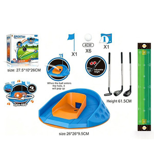 Ensemble de jeu de golf musical rotatif automatique pour enfants, intérieur/extérieur, tapis de putting portable, clubs réglables, 6 balles, unisexe, en plastique - Product Image 1