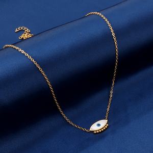 Nuevo Diseño 2022, Collar de Acero Inoxidable Chapado en Oro de 18k con Ojos Azules, Joyería Popular con Sentido del Diseño - Product Image 3