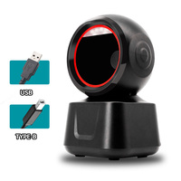 Lecteur de codes-barres 1D 2D de bureau, lecteur de codes QR omnidirectionnel mains libres, USB Plug & Play pour les points de vente des supermarchés