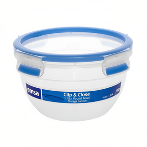 Emsa Clip & Close 1.1L Round Food <b>Storage</b> <b>Container</b> With Lid For Kitchen Use - Product Image 2