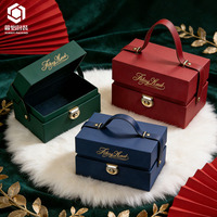 Valise de luxe vintage personnalisée avec logo, grande boîte de rangement cosmétique en gros, en matériaux recyclés, doublure en éponge, fermeture magnétique gaufrée