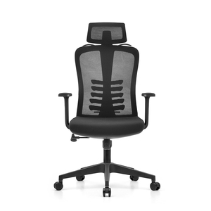 Sillas de Escritorio Ergonómicas de Malla Negra con Soporte Ajustable para la Columna y Brazos Fijos, Giratorias, Cómodas, de China - Product Image 2