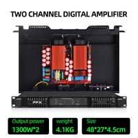 Vente flash Amplificateur numérique 1U 2*1300W 2 canaux Classe D Système de son stéréo pour karaoké, fête, conférence Amplificateur de puissance