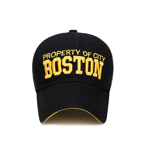 Property Of City Boston Baseball Cap Black Yellow Embroidery Unisex Spring Summer Outdoor Sun Hat - Product Image 1